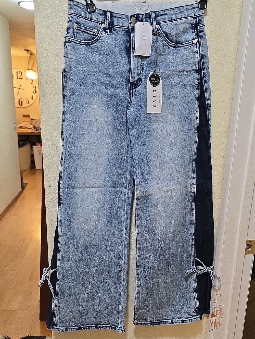 Saige Wide Leg Two-Tone Blue Denim Jeans